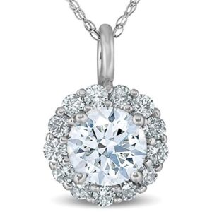 p3 pompeii3 1 ct halo diamond pendant necklace 18" 14k white gold