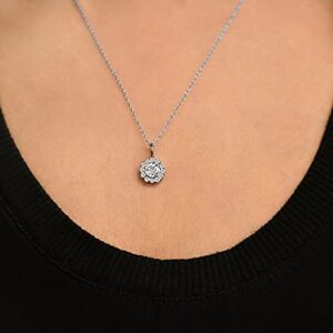 P3 POMPEII3 1 Ct Halo Diamond Pendant Necklace 18" 14k White Gold