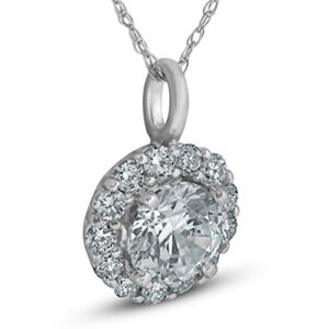 P3 POMPEII3 1 Ct Halo Diamond Pendant Necklace 18" 14k White Gold