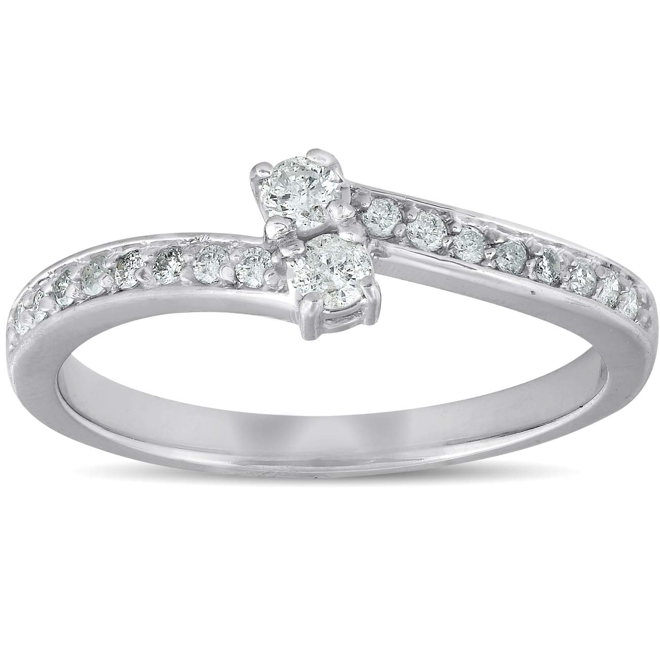 1/4 Ct Two Stone Diamond Engagement Forever Us Ring White Gold Anniversary Band - Size 9