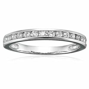 vir jewels 1/4 carat (ctw) diamond wedding anniversary band for women, half eternity round diamond engagement ring 14k white gold channel set 0.25 cttw, size 7.5