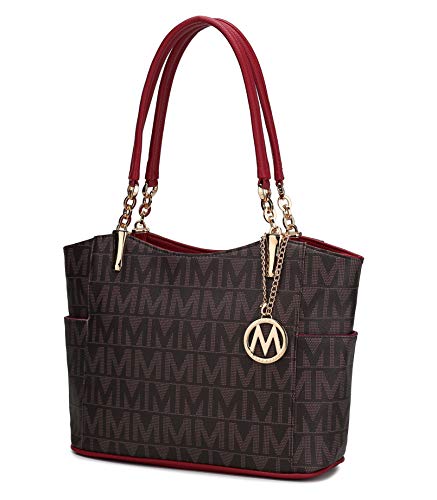 Mia K Collection Shoulder Handbag for Women: Vegan Leather Satchel-Tote Bag, Top-Handle Purse, Ladies Pocketbook Red