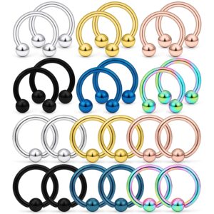 Kridzisw 14G Septum Ring Jewelry Surgical Stainless Steel Septum Nose Nostril Eyebrow Lip Belly Navel Smiley Ring Hoop Cartilage Helix Tragus Rook Daith Gauges Earring Piercing Jewelry Women Men 10mm