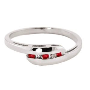 Galaxy Gold GG 14k Solid White Gold Channel Set Ring 0.25 ct Ruby Diamond - Size 6.0