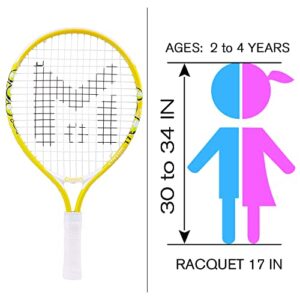 insum 17'' Junior Tennis Racket for Aged 2-3 Y with Strap Bag Kids Tennis Racquet (17inch-Yellow)