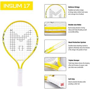 insum 17'' Junior Tennis Racket for Aged 2-3 Y with Strap Bag Kids Tennis Racquet (17inch-Yellow)