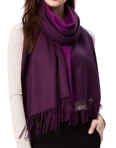 maamgic women's scarf pashmina shawls and wraps for evening dresses travel office winter wedding cashmere feel long reversible scarves purple