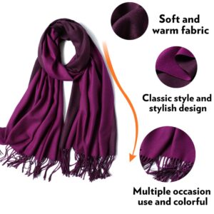 maamgic Women's Scarf Pashmina Shawls and Wraps for Evening Dresses Travel Office Winter Wedding Cashmere Feel Long Reversible Scarves Purple