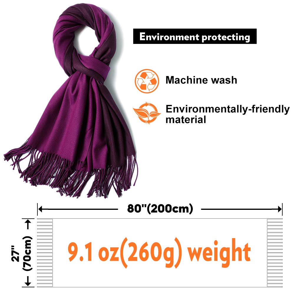 maamgic Women's Scarf Pashmina Shawls and Wraps for Evening Dresses Travel Office Winter Wedding Cashmere Feel Long Reversible Scarves Purple