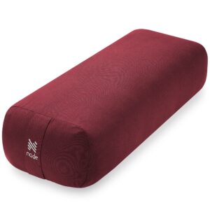 node fitness yoga meditation cushion, 25" x 12" rectangular bolster with organic cotton cover - burgundy