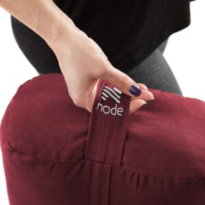 Node Fitness Yoga Meditation Cushion, 25" x 12" Rectangular Bolster with Organic Cotton Cover - Burgundy