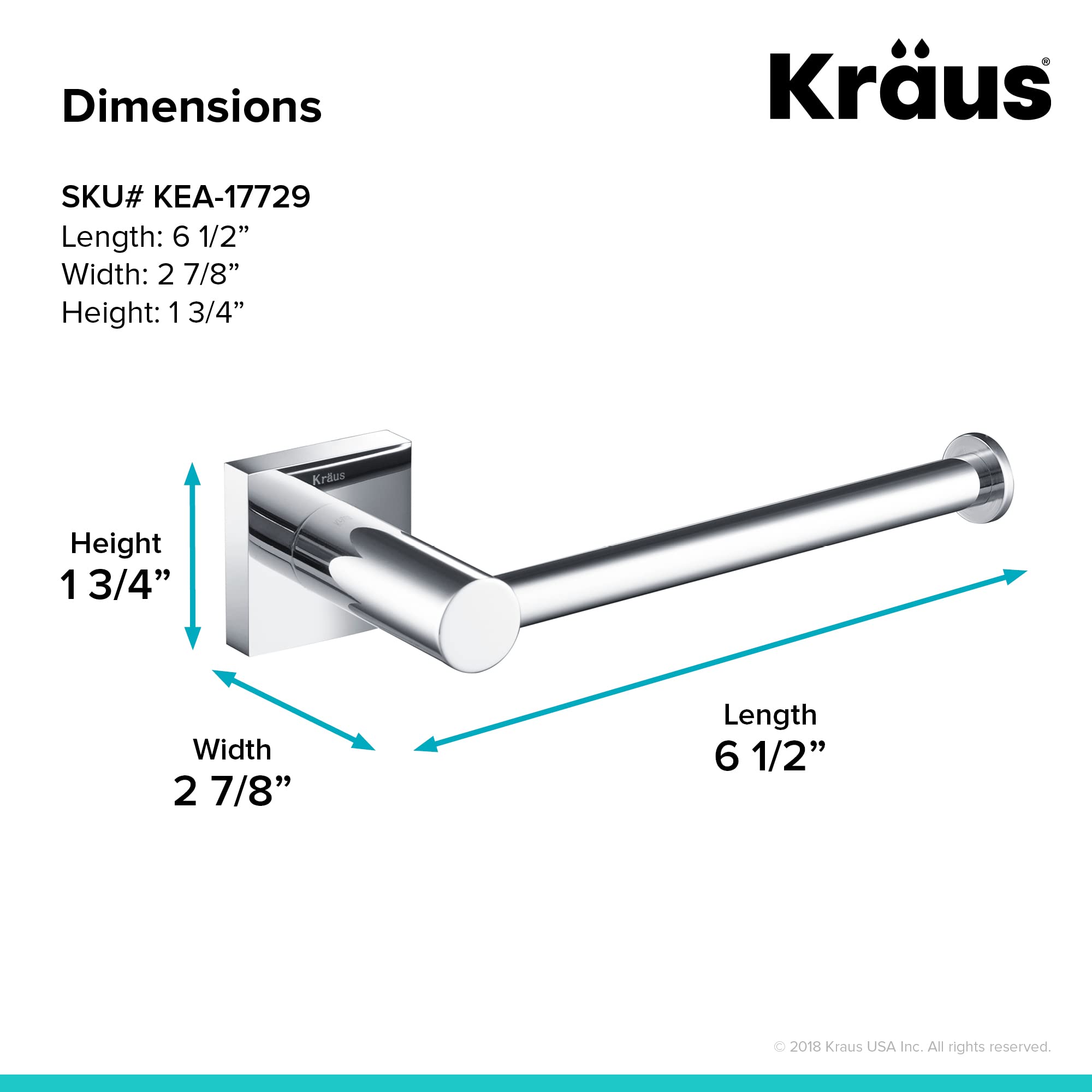 KRAUS Ventus Bathroom Toilet Paper Holder, Chrome Finish, KEA-17729CH, 6 1/2 Inch