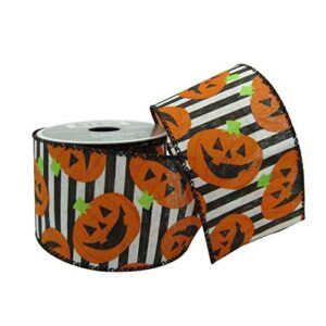 2.5" faux linen wired pumpkin ribbon by celebrate it halloween