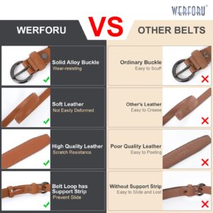 WERFORU 2 Pack Women Leather Belt Waist Skinny Dress Belts Solid Pin Buckle Belt for Jeans Pants