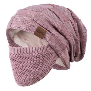 redess beanie hat for men and women winter warm hats knit slouchy thick skull cap with face cover