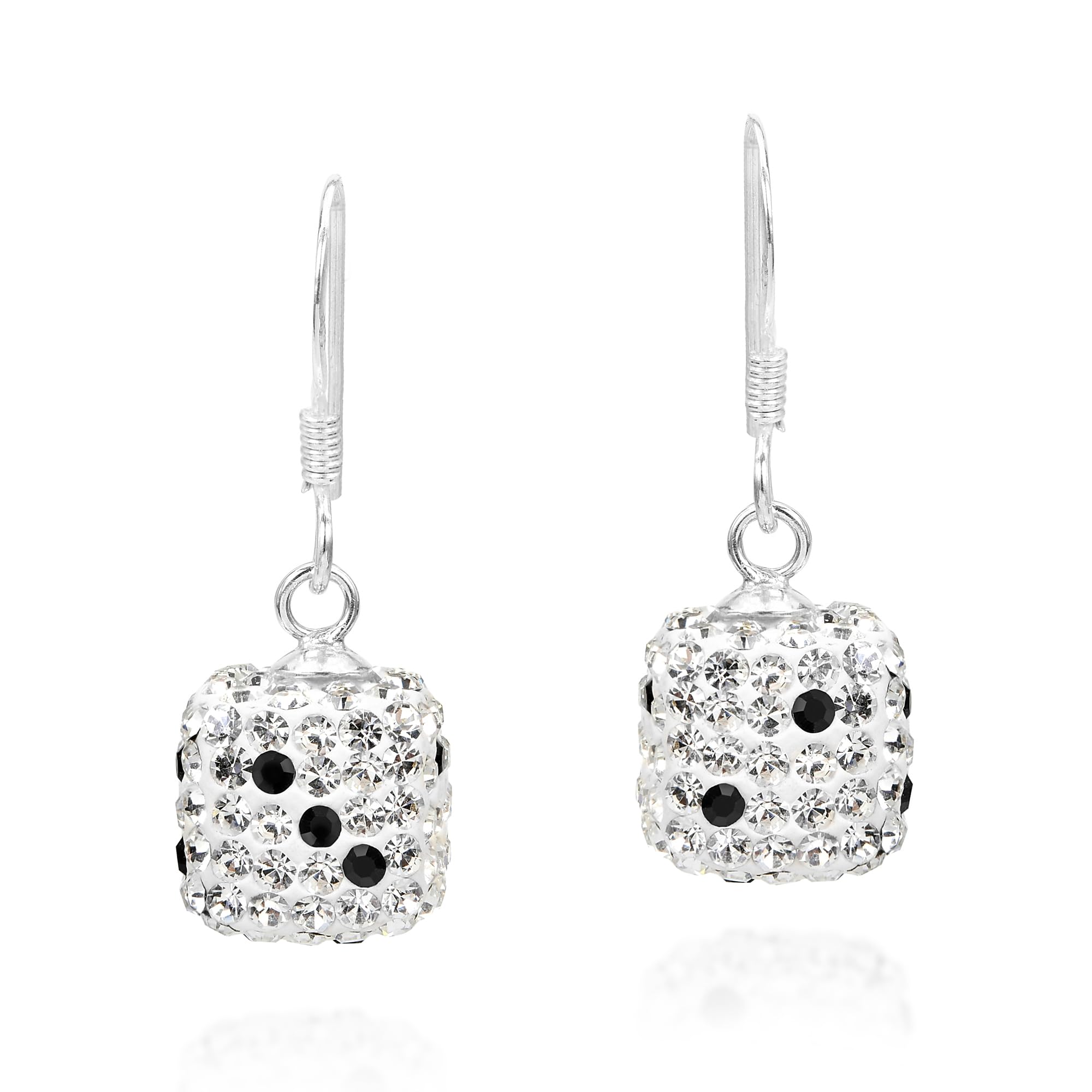 AeraVida Sparkling Dice 3d Cubic Zirconia .925 Sterling Silver Dangle Earrings | Zirconia Earrings | Dice Earrings for Women | 3d Cube Earrings for Women