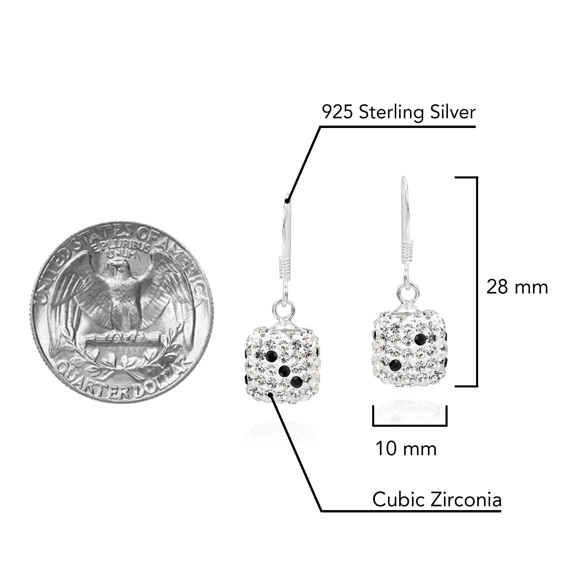 AeraVida Sparkling Dice 3d Cubic Zirconia .925 Sterling Silver Dangle Earrings | Zirconia Earrings | Dice Earrings for Women | 3d Cube Earrings for Women