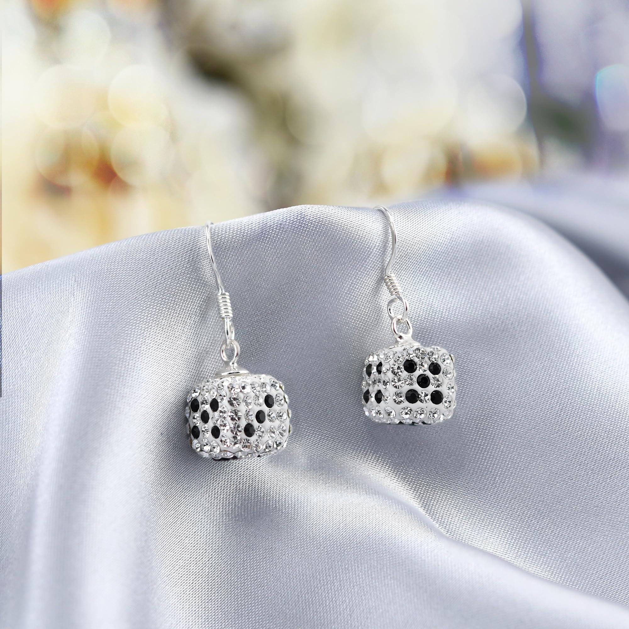 AeraVida Sparkling Dice 3d Cubic Zirconia .925 Sterling Silver Dangle Earrings | Zirconia Earrings | Dice Earrings for Women | 3d Cube Earrings for Women