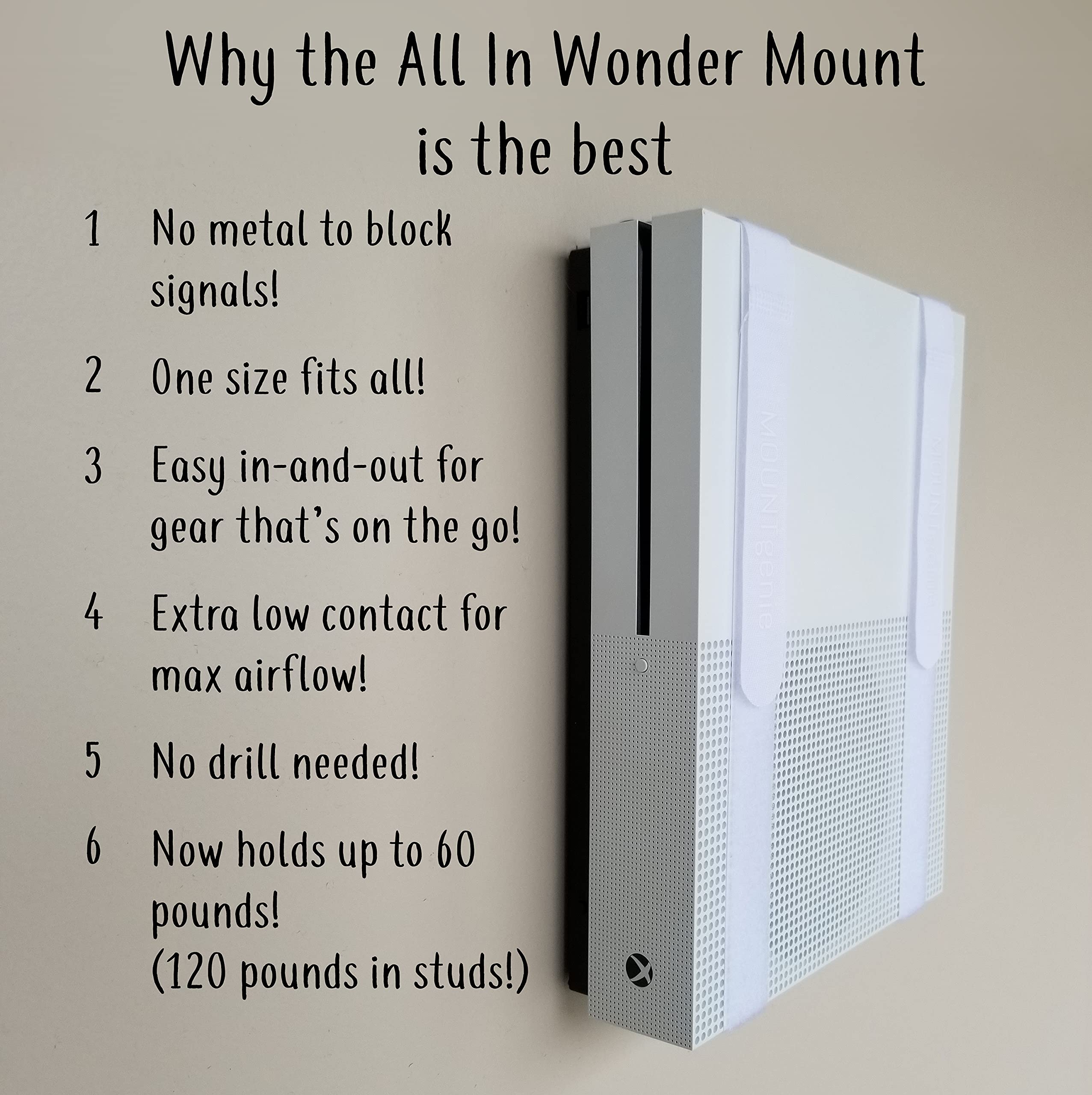 The All-in Wonder Mount by Mount Genie (1-Pack): The Easiest Wall Mount for All Components Routers Modems Xbox Playstation DVRs | One Size Fits All | Stronger for 2022 | Home and Business (Black)