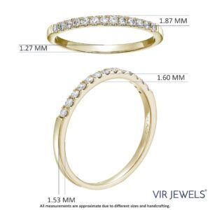 Vir Jewels 1/5 carat (ctw) Diamond Wedding Anniversary Band for Women, Half Eternity Round Diamond Engagement Ring 14K Yellow Gold Prong Pave Set 0.20 cttw, Size 4.5