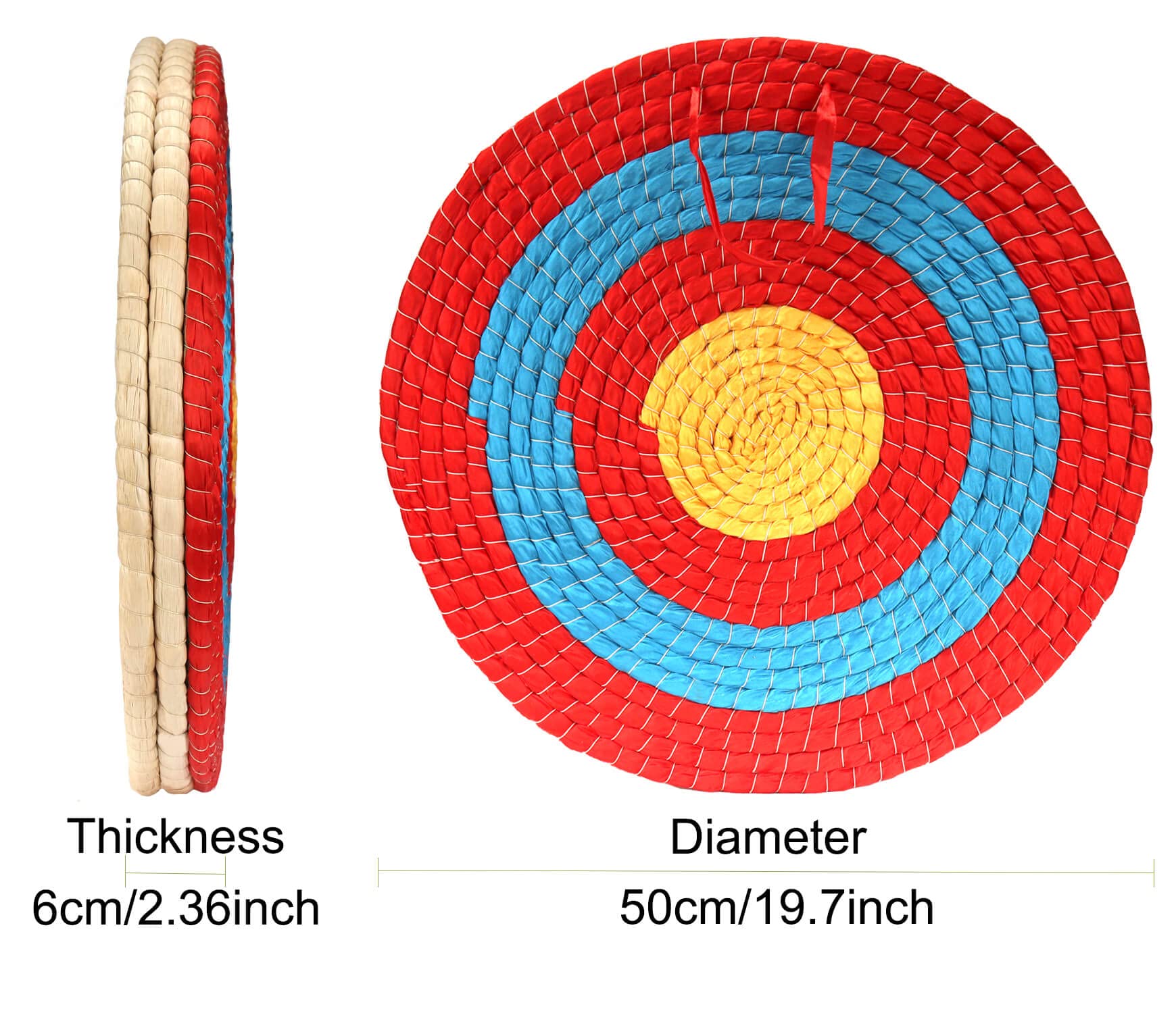 DOSTYLE Archery Targets Traditional Solid Straw Round Archery Target Shooting Bow Coloured Rope Target Face Three Layer for Shooting Practice