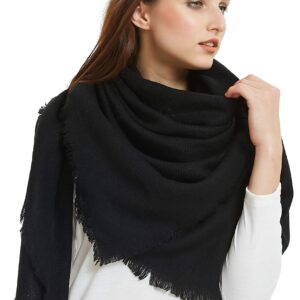 VIVIAN & VINCENT Women's Soft Fall Winter Blanket Scarf Shawls and Wraps for Evening Dress Bridesmaid Wedding Bridal Black