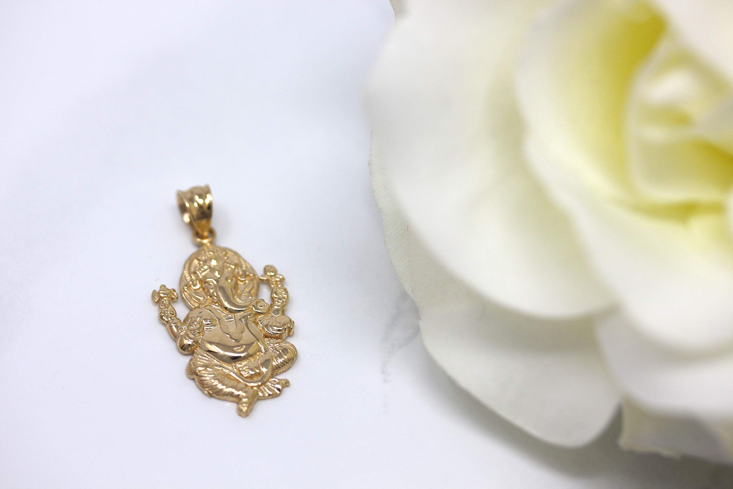 CaliRoseJewelry 10k Hindu Lord Ganesh Ganesha Elephant Hindu God of Fortune Charm Pendant in Yellow Gold