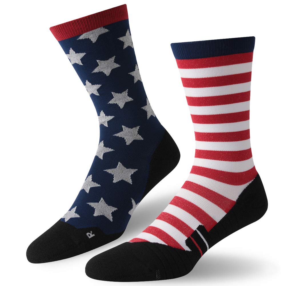 HUSO Flag Socks, Unisex Novelty USA American Flag Freedom Independence Patriotic Socks for Hiking Fitness 1 Pair