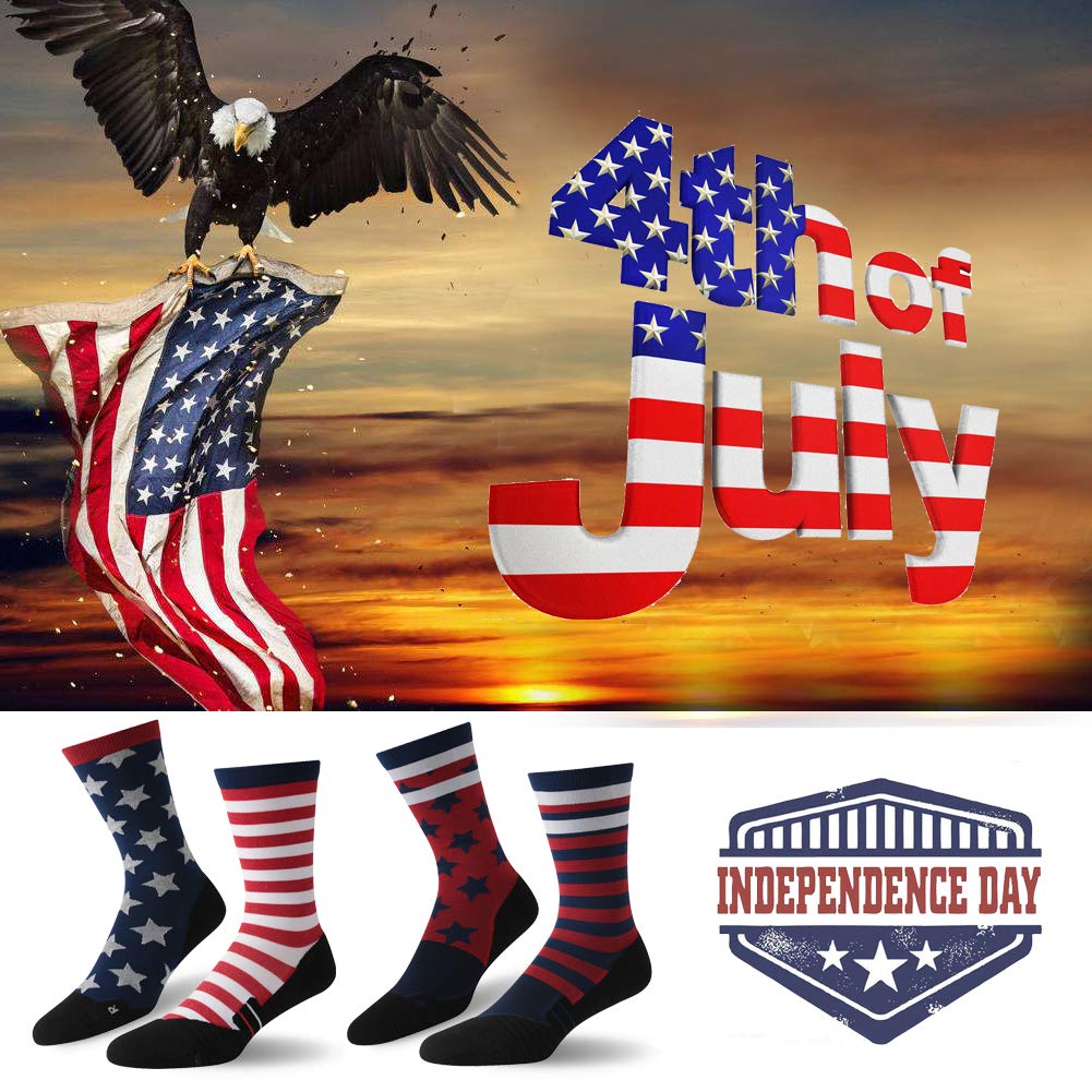 HUSO Flag Socks, Unisex Novelty USA American Flag Freedom Independence Patriotic Socks for Hiking Fitness 1 Pair