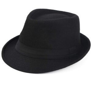 melesh unisex classic trilby fedora hat (black)