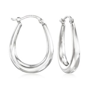 ross-simons 14kt white gold tapered hoop earrings