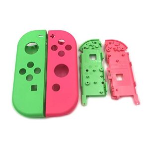 Faceplate Housing Shell Case Cover + Middle Battery Plate Bracket Replacement for Nintend Switch Joycon (Green+Pink)