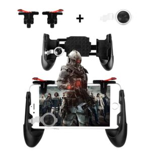 newseego mobile game controllers, phone triggers for mobile phone, shooter sensitive controller joysticks gamepad for knives out/rules of survival(1 pair triggers + 3 in 1 portable gamepad)