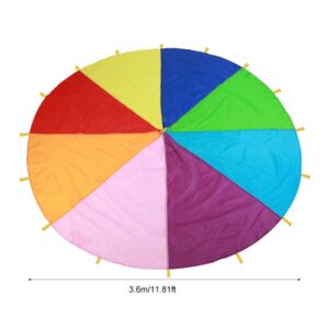 Kids Parachute Giant Multicolored Kids Play Parachute Canopy with 16 Handles Indoor & Outdoor Games and Exercise Toy Promote Teamwork Fitness Social Bonding(3.6m/142in)