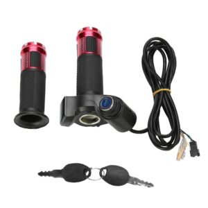 vgeby throttle handle, throttle accelerator handle grips and cable set for 12-84v electric bike or scooters(red) and spare parts ebike throttle scooter throttle thumb