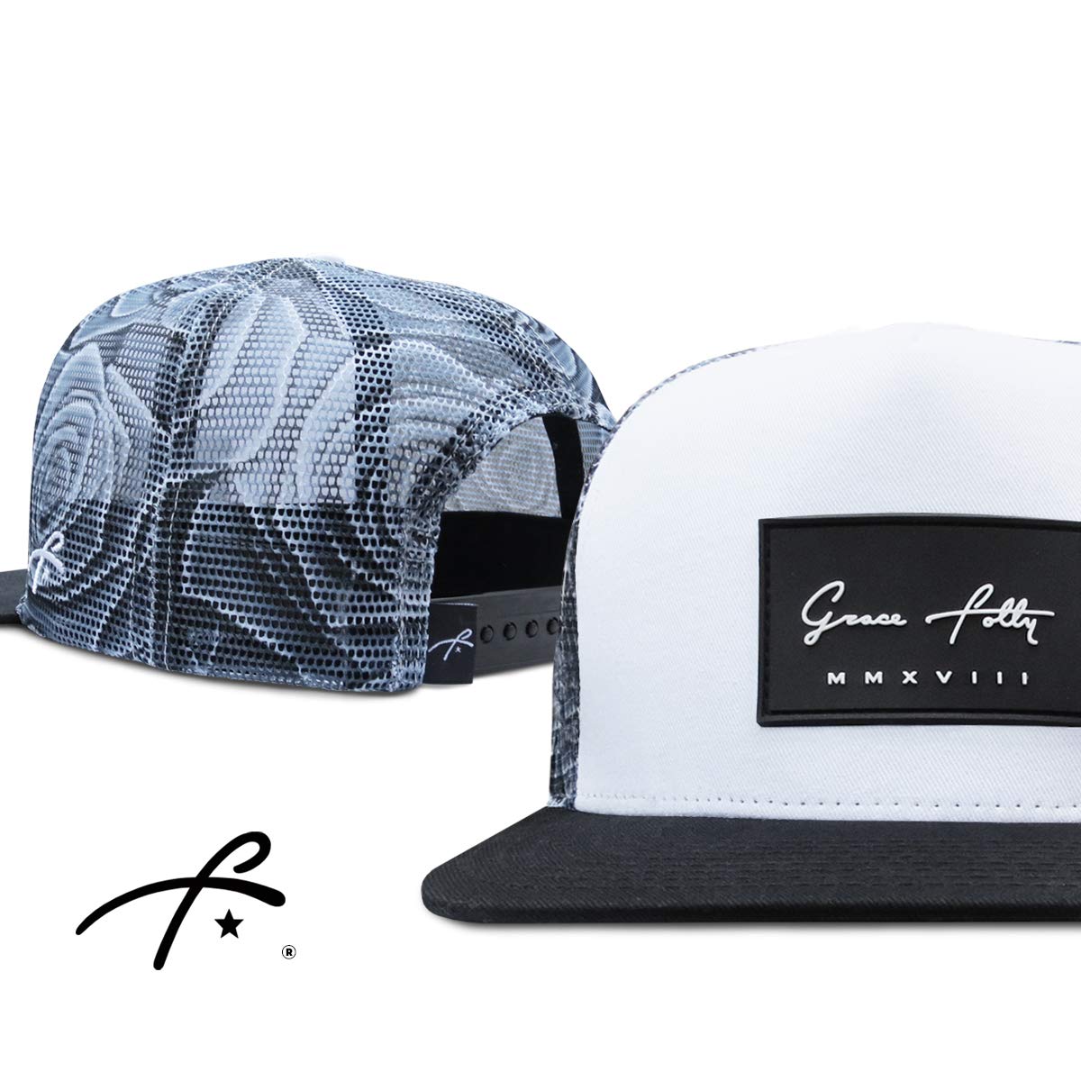 Grace Folly Trucker Hat for Men & Women. Snapback Mesh Caps (One Size, Rose- Gray)