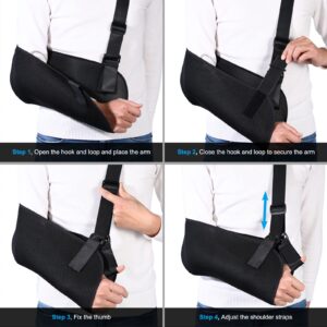 rosenice Arm Sling - Shoulder Immobilizer Medical Support Strap for Broken Fractured Arm Elbow Wrist, Adjustable Shoulder Rotator Cuff Support Brace, Left and Right Arm