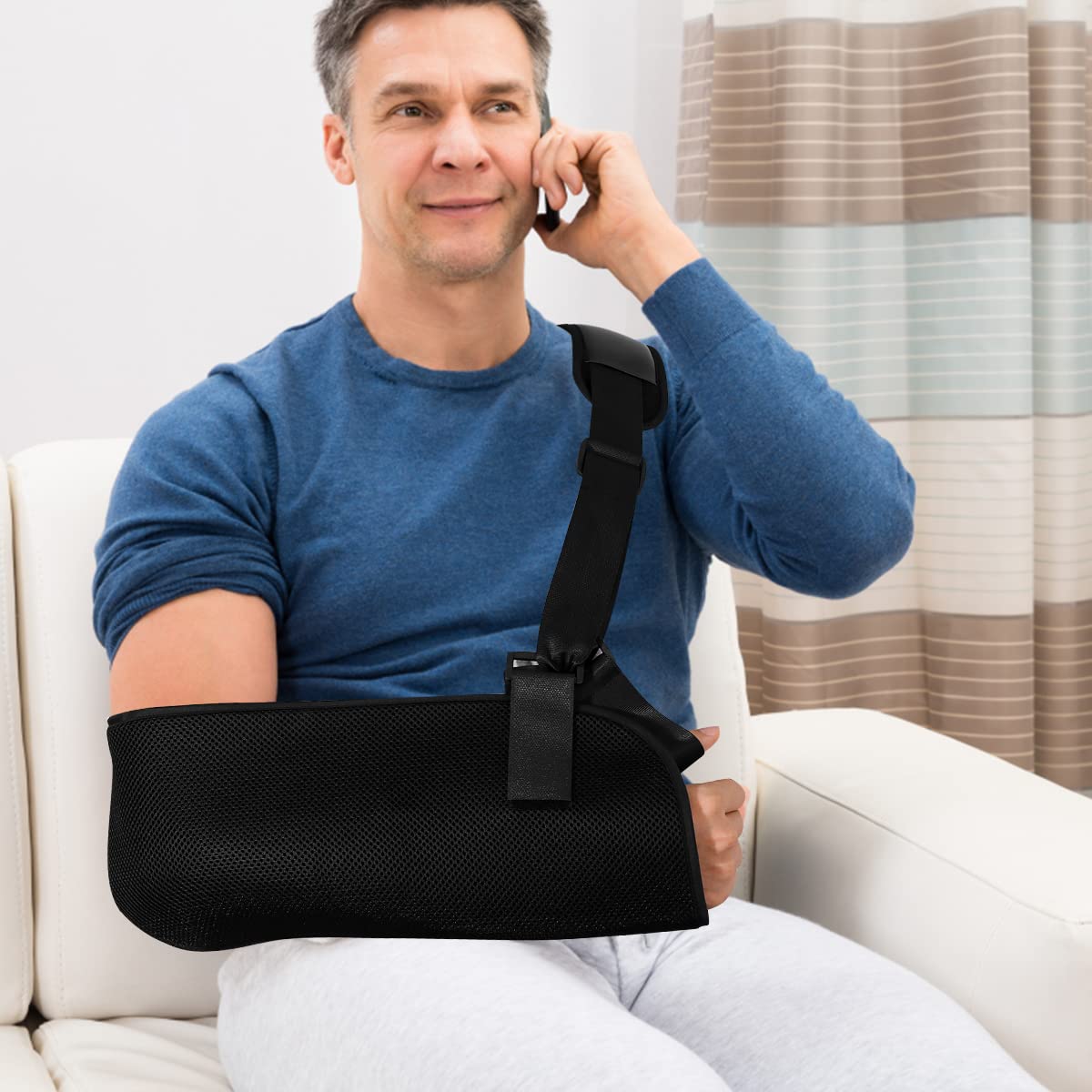 rosenice Arm Sling - Shoulder Immobilizer Medical Support Strap for Broken Fractured Arm Elbow Wrist, Adjustable Shoulder Rotator Cuff Support Brace, Left and Right Arm