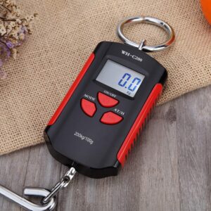 Klau Portable Mini Crane Scale 200 kg / 400 lb Heavy Duty Digital Scales LCD Display with Backlight for Home Farm Market Fishing Hunting Black and Red