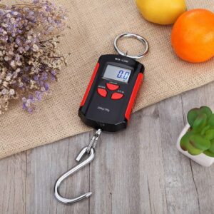 Klau Portable Mini Crane Scale 200 kg / 400 lb Heavy Duty Digital Scales LCD Display with Backlight for Home Farm Market Fishing Hunting Black and Red