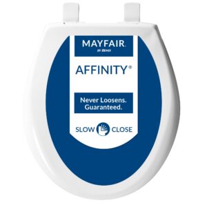 mayfair 887slow 000 affinity slow close removable plastic toilet seat that will never loosen, providing the perfect fit, round, long lasting solid plastic, white