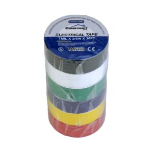 construct pro 3/4in x 30ft ul-listed electrical tape, 6 pack (multi-color)