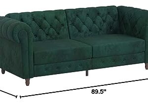 DHP Felix Chesterfield Sofa Futon, Green Velvet