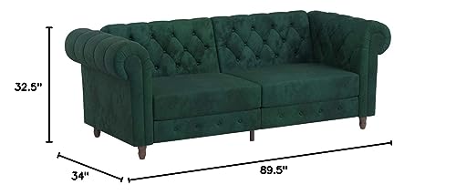 DHP Felix Chesterfield Sofa Futon, Green Velvet