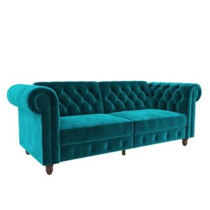 DHP Felix Chesterfield Sofa Futon, Green Velvet