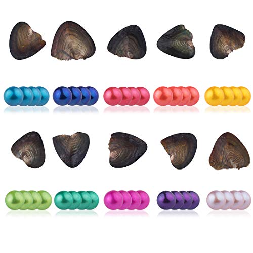 SEASAN Quadruplet Oyster Pearls Freshwater Cultured Oysters with 4 Pearls Inside 10 PC (7-8mm)