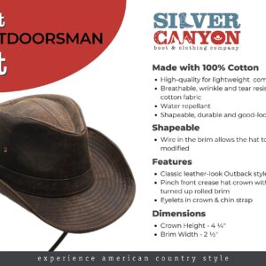 Weathered Outback Outdoorsmen Shapeable Hat, Silver Canyon, Brown, Large