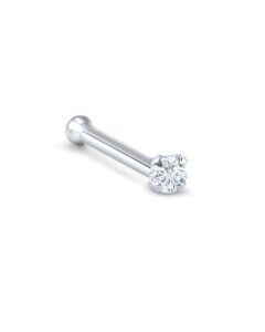 14k white gold nose bone 5.5mm post 1.5mm round cz 22g