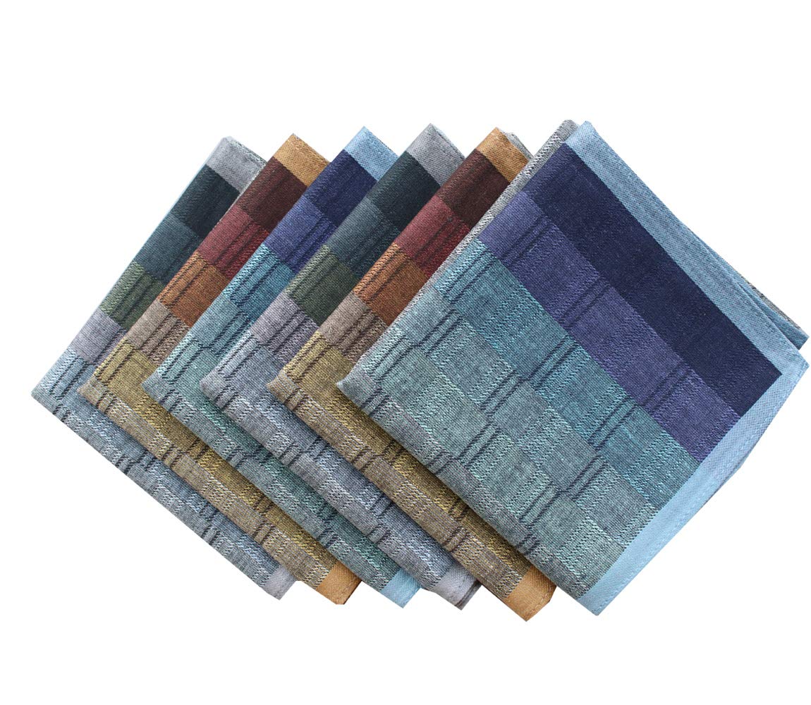 Mens Cotton Handkerchiefs Classic Hankies Assorted 6Pieces