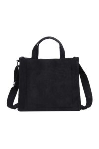 danling&unique women/girls small corduroy pocket tote bag mini top handle bag casual shoulder bag handbag crossbody bag black